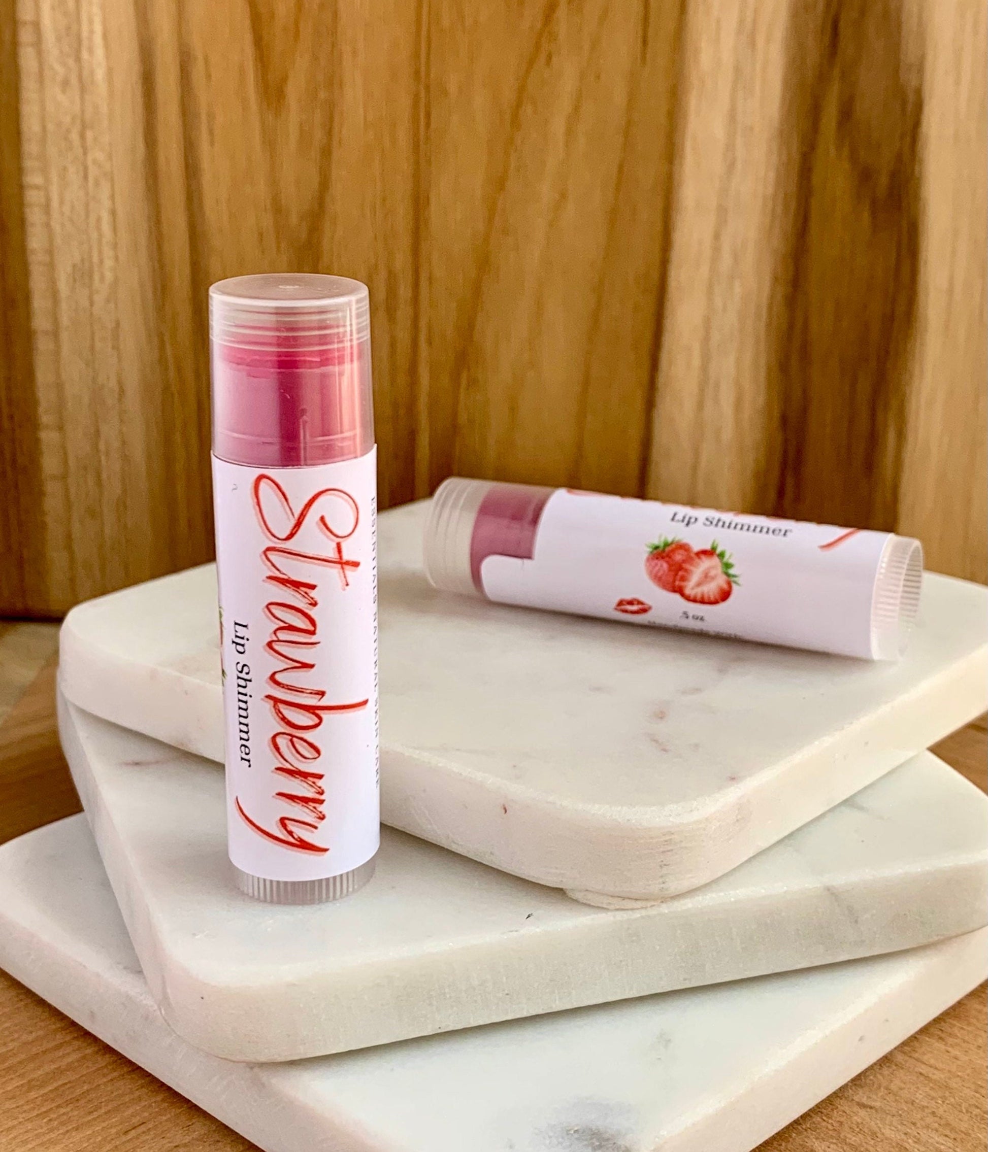 Strawberry Tinted Lip Shimmer - Natural Lip Balm - Tinted Lip Balm - Lipstick Alternative - Lip Tint