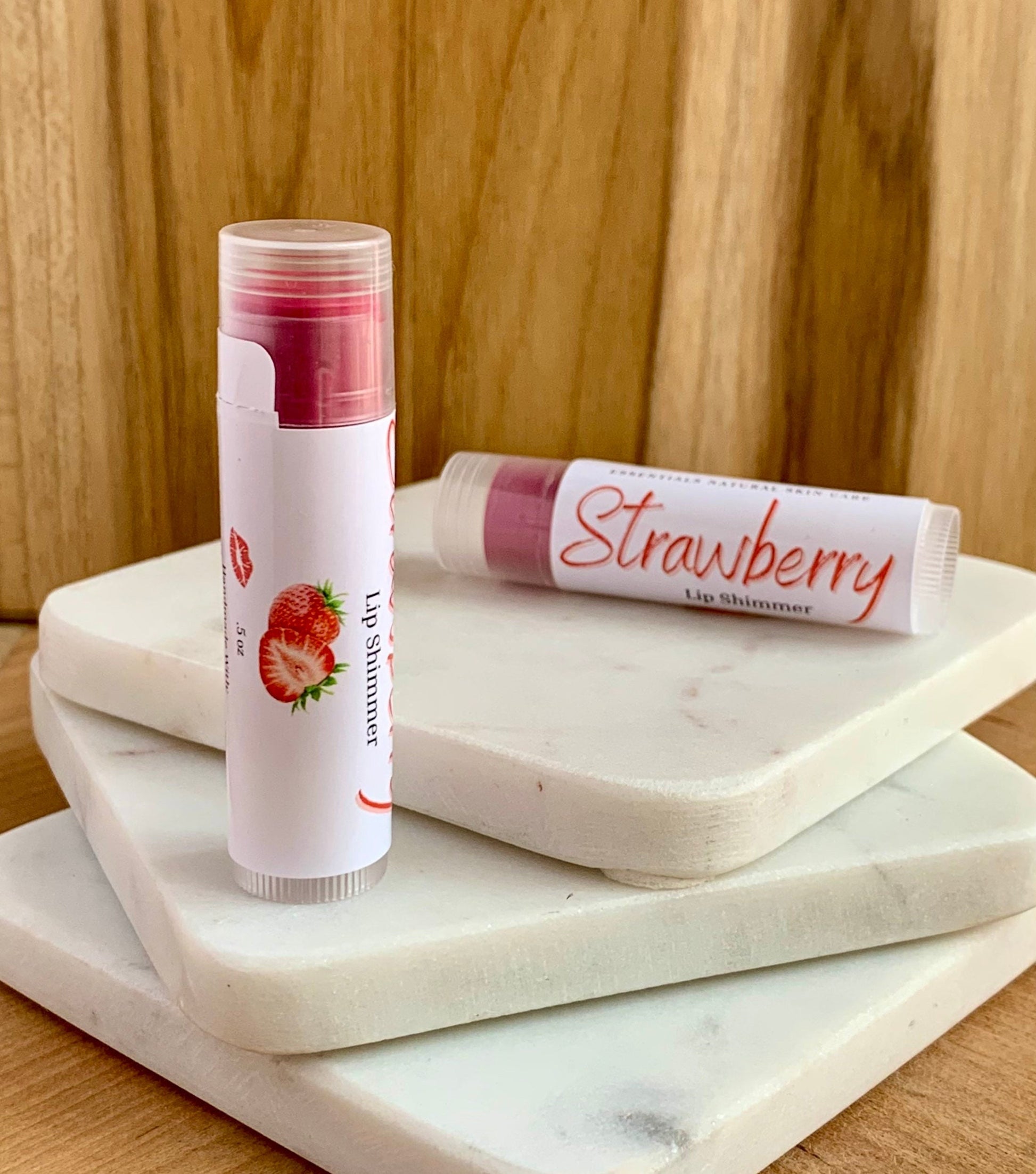 Strawberry Tinted Lip Shimmer - Natural Lip Balm - Tinted Lip Balm - Lipstick Alternative - Lip Tint